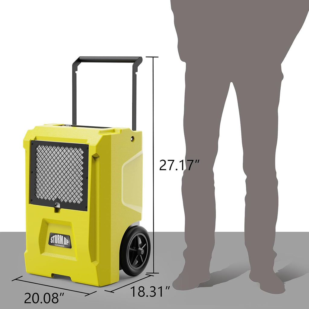 ALORAIR 110 Pint Dehumidifier Commercial Grade - Built-in Pump, Includes Drain Hose, Ideal for Large Basements, Industrial or Commercial Spaces and Job Sites, 5 Years Warranty, Yellow