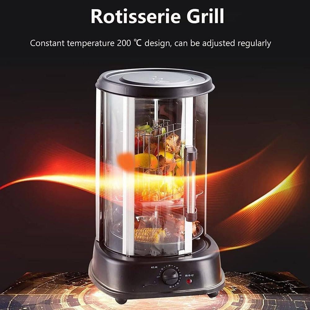 Countertop Vertical Rotisserie Oven,Electric Smokeless Rotating Grill Oven,1380w Energy Efficient with Heat Resistant Door,Suitable for Tacos