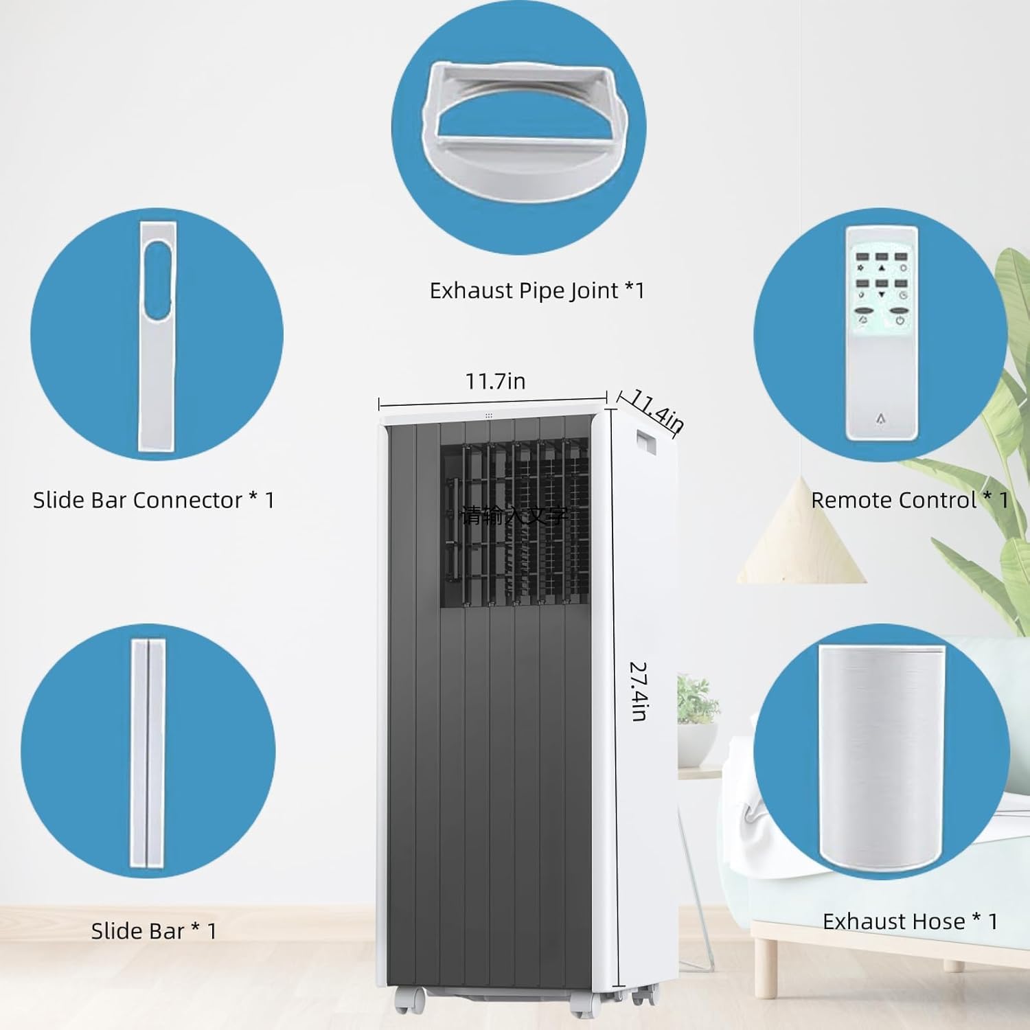 GAOMON 8000 BTU Portable Air Conditioner with Remote Control,3-in-1 Portable AC Unit Up to 350 Sq.Ft,Cool,Fan,Dehumidifier,Bedroom,Office,Apartments,Grey
