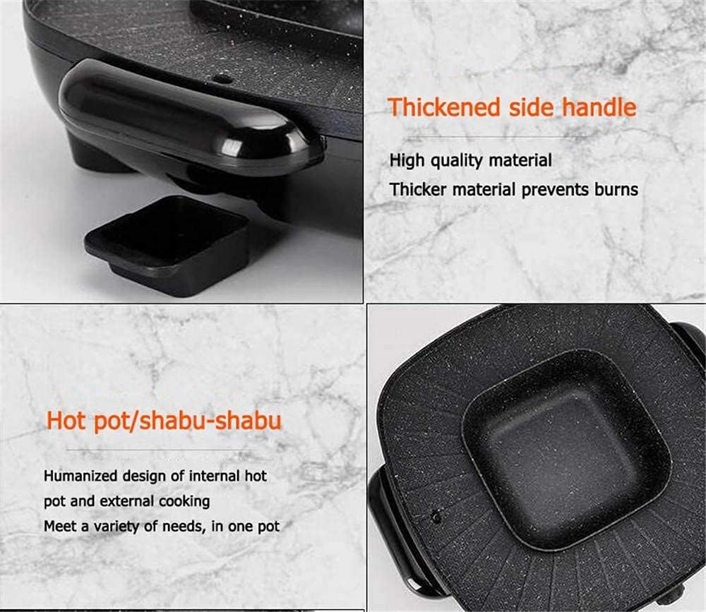Electric Grill Indoor Electric Grill Hot Pot,Separate Dual Temperature Control, Home Non-Stick Baking Pan Indoor Barbecue Oven Separate Cleaning, Capacity for 5-6 People, 220V