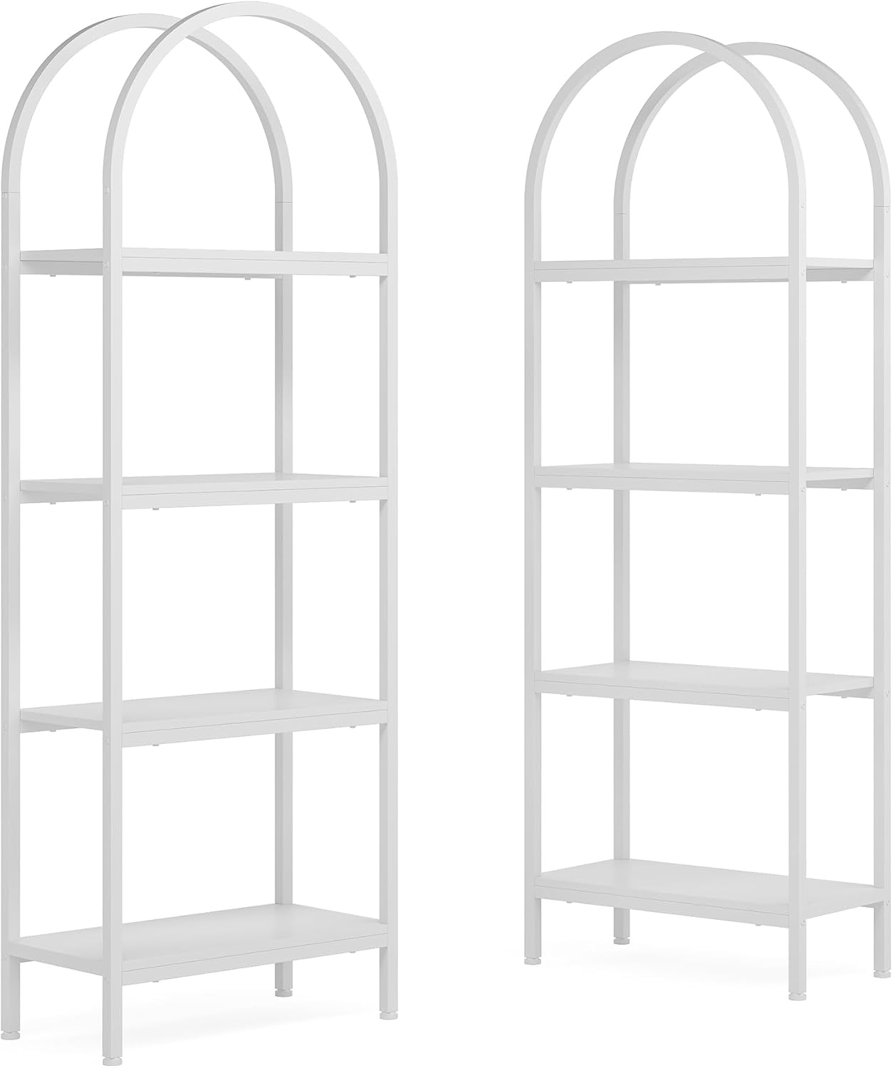 Tribesigns 4-Tier Open Bookshelf, 70.8' Industrial Wood Bookcase Storage Shelves with Metal Frame, Freestanding Display Rack Tall Shelving Unit for Office, Bedroom, Living Room (White, 2PCS)
