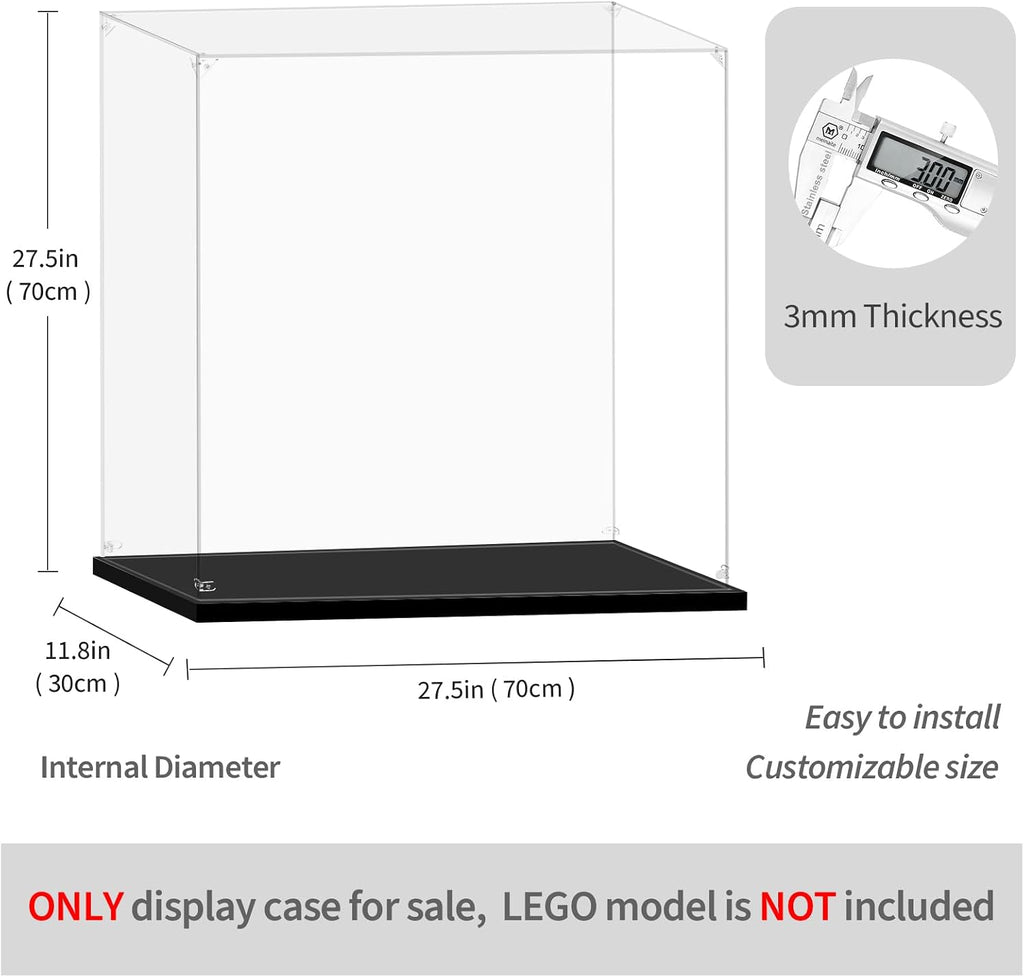 Display Case for Lego 10365 Captain Jack Sparrow's Pirate Ship, 27.55x11.81x27.55inches (70x30x70cm), Protect Your Collectibles from Dust with a Clear Showcase