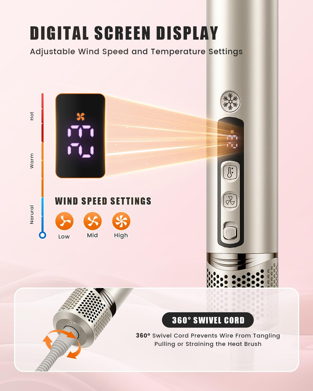 Tqcir 8-in-1 Professional Hot Air Styler&Hair Dryer Brush, Powerful Multi-Styler with Auto-Wrap Curler with Storage Case, Fast Drying Curling Straightening Volumizing Without Heat Damage