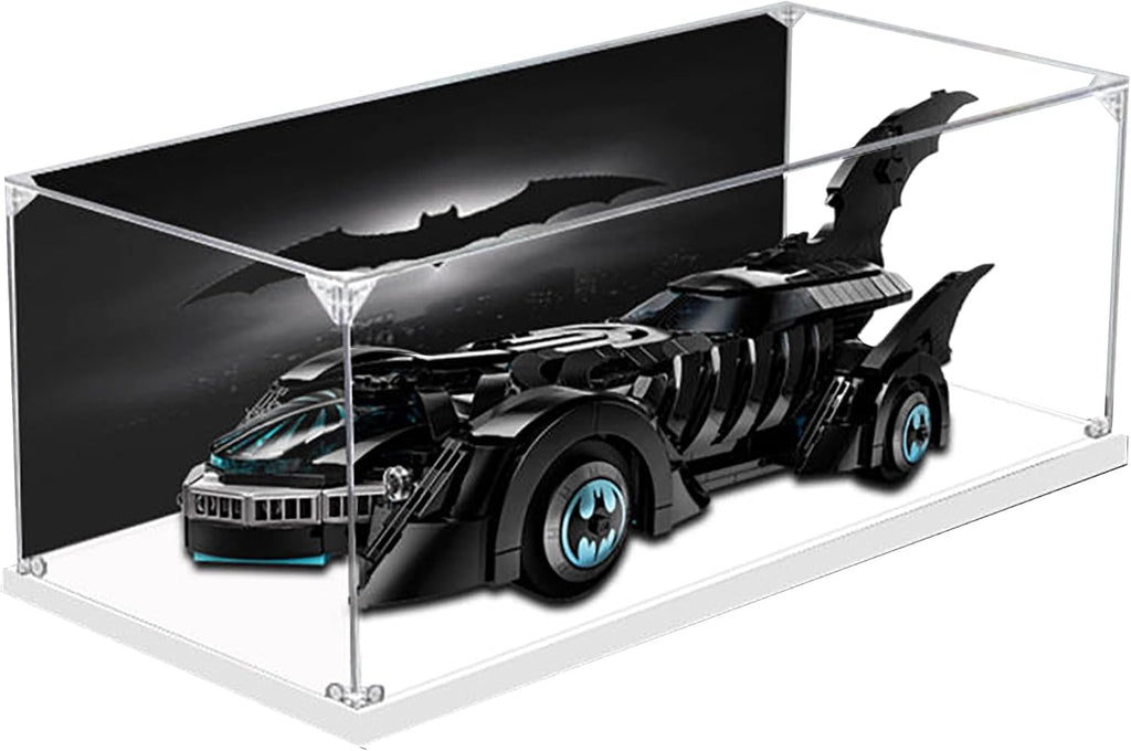 Acrylic Display Case for Lego 76304 Batmobile Model, 3mm Dustproof Display Box, Display Case Compatible with Lego 76304 (Model Not Included) (Background 3MM White Base)