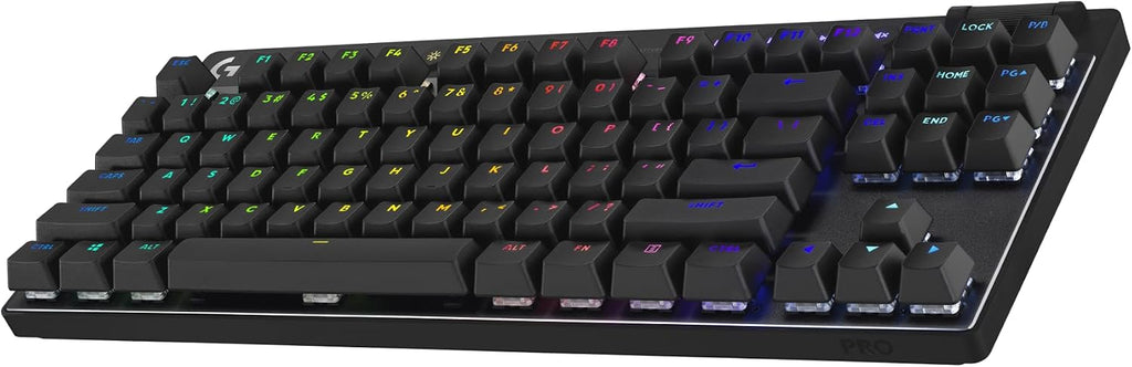 Logitech G PRO X TKL Lightspeed Wireless Gaming Keyboard, Ultra-Portable Tenkeyless Design, LIGHTSYNC RGB, PBT keycaps, Clicky Switches (GX Blue) - Black
