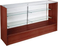 Free-Standing Glass Display Case with Cherry Finish Melamine Base, Includes Sliding Rear Doors - 6 Feet Wide