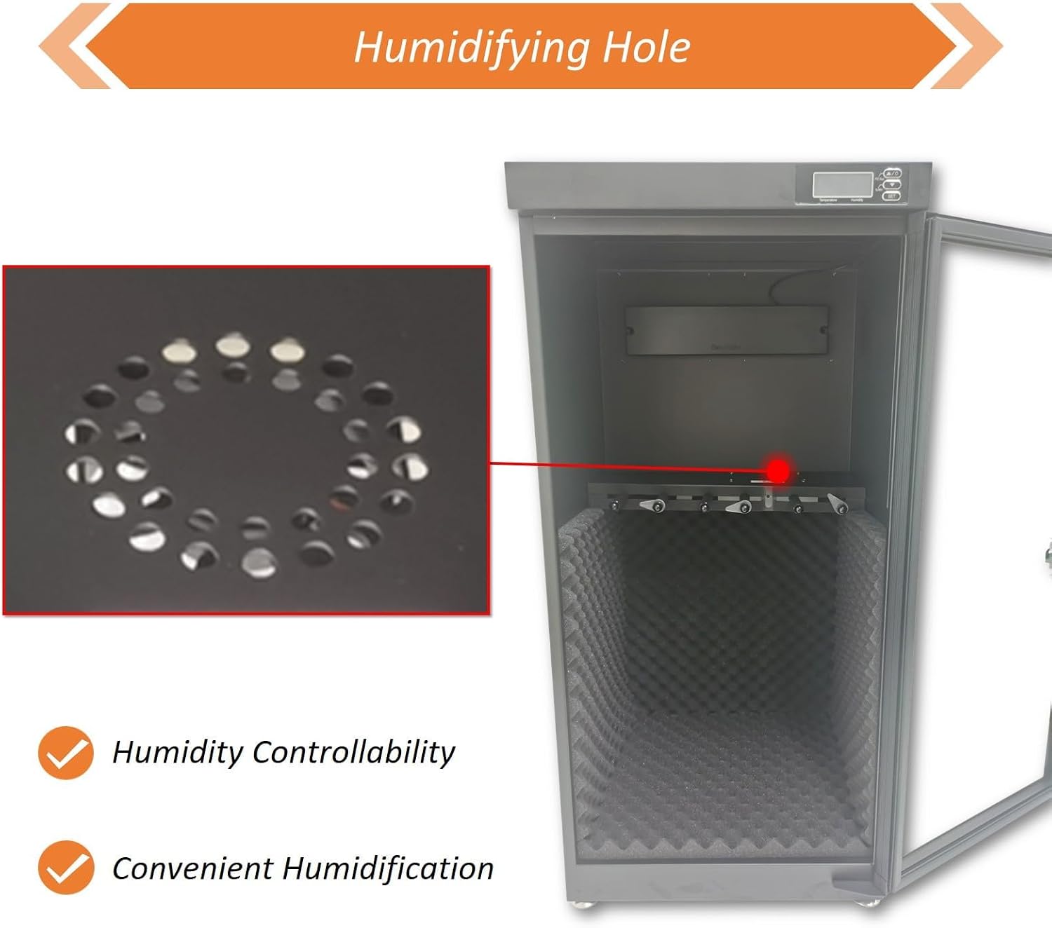 Electronic Humidifying and Dehumidifying Dry Cabinet Box, 110V Musical Instrument Storage Cabinet, 35-60% RH Humidity Control for Bass, Violin, Guitar, Constant Humidity with Lockable Door