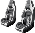 2 Seat Covers for Volvo XC90 2006-2024 Leather Car Seat Covers Waterproof Soft Car Seat Protectors Comfort Premium Automotive Seat Covers with Airbag（Luxury,White+Gray）