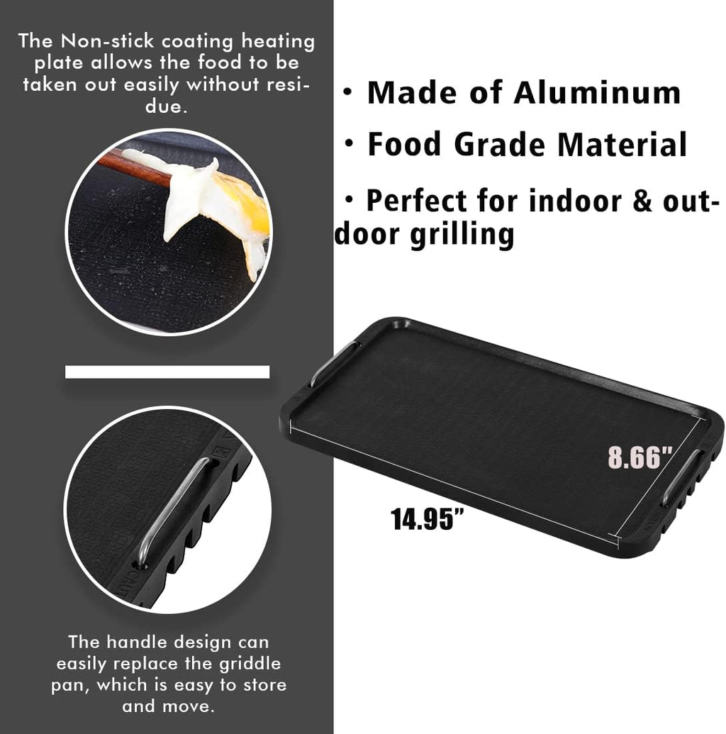 CUSIMAX Smokeless Indoor Electric Grill With Non-stick Removable Plate & Griddle, 1500W Korean BBQ With LED Smart Display & Tempered Glass Lid, White Combo