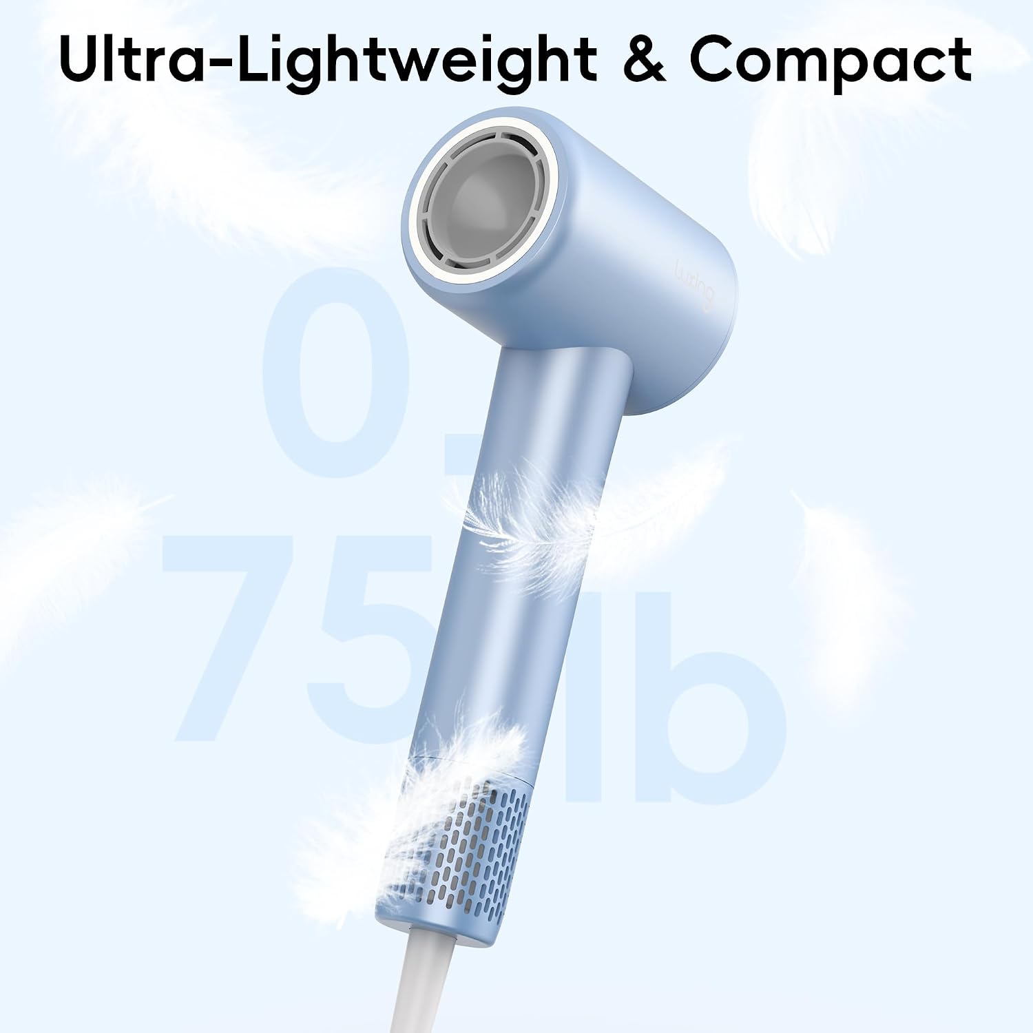 Hair Dryer, TurboLux Ionic 200 Million Negative Ions 1500W Fast Drying High Speed Hairdryer with Diffuser, Lightweight, Low Noise Hair Dryers for Women with 110000 RPM Brushless Motor (Steel Blue)