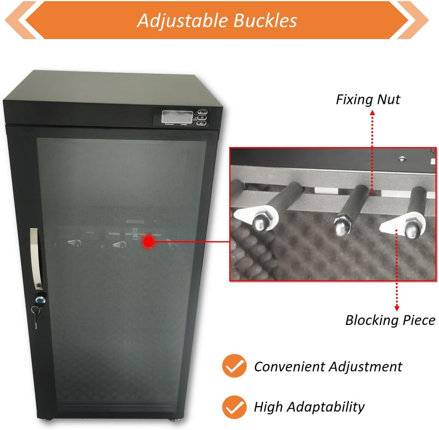 Electronic Humidifying and Dehumidifying Dry Cabinet Box, 110V Musical Instrument Storage Cabinet, 35-60% RH Humidity Control for Bass, Violin, Guitar, Constant Humidity with Lockable Door