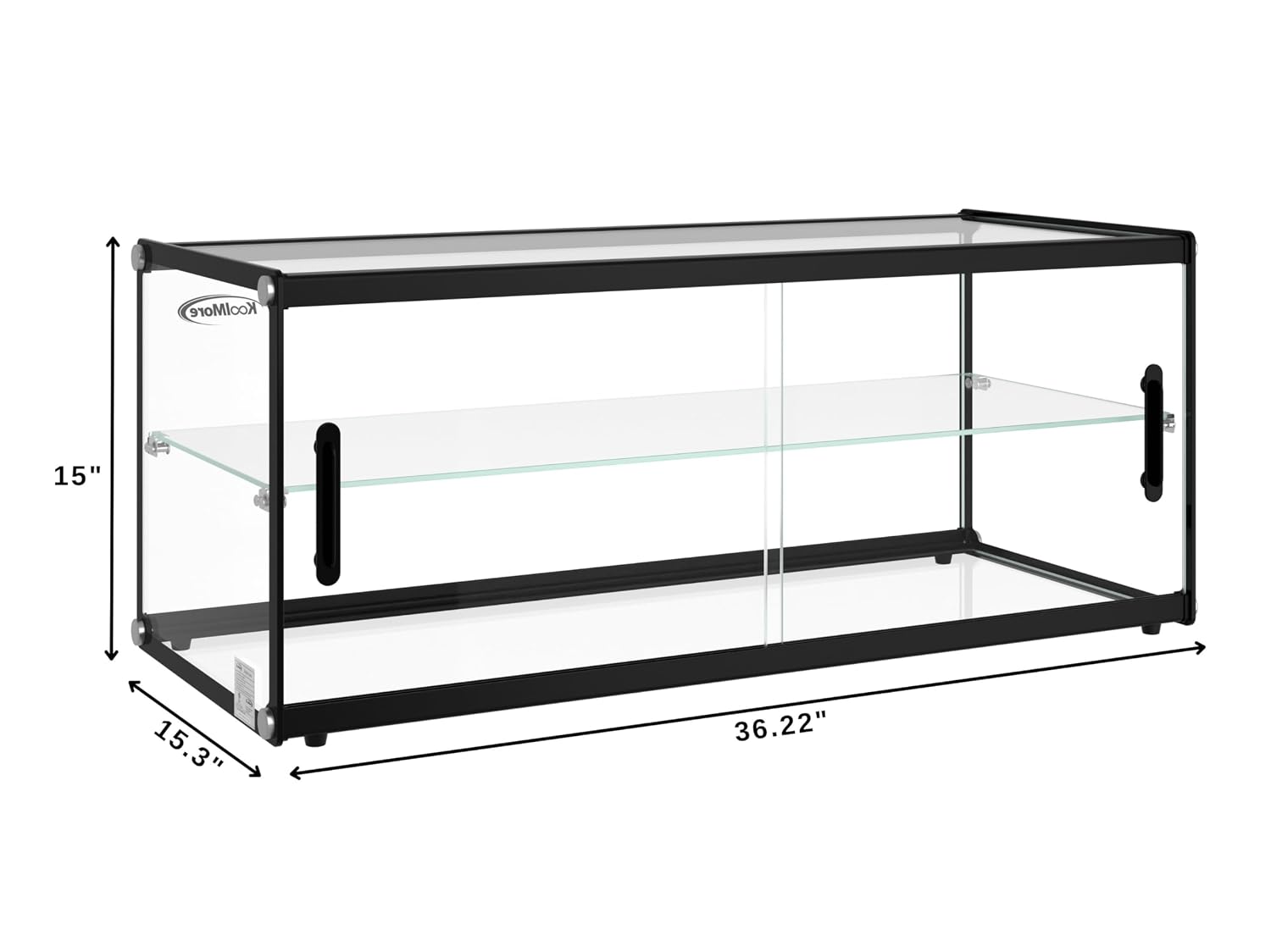 KoolMore 36 in. 2 Tiered Pastry Display Case with Glass Shelf and Sliding Door, 4.2 cu. ft. Capacity, ETL Listed (KM-DC-4CSBK)