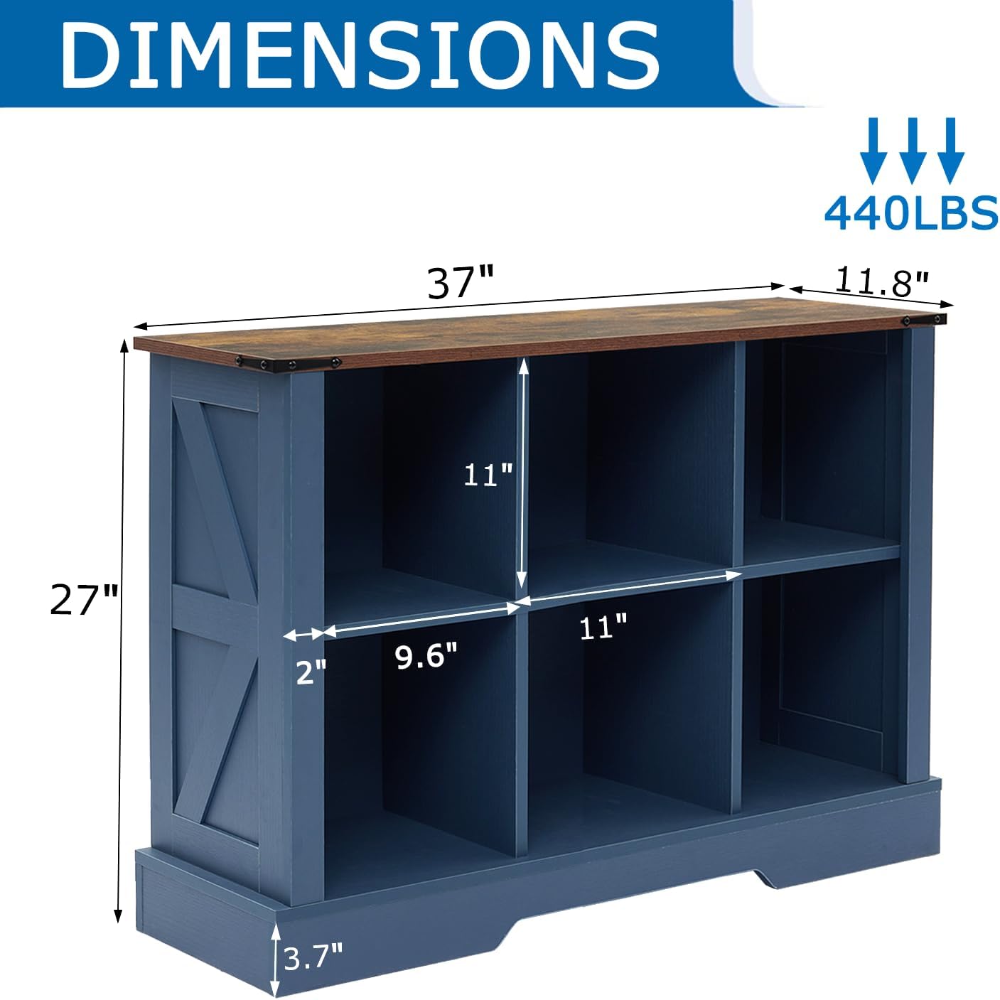 6 Cube Storage Organizer with LED Lights, Wooden Cube Bookcase with Back Panel, Blue Cube Shelf Freestanding Bookshelf, Hallway TV Stand for Living Room, Bedroom, Office