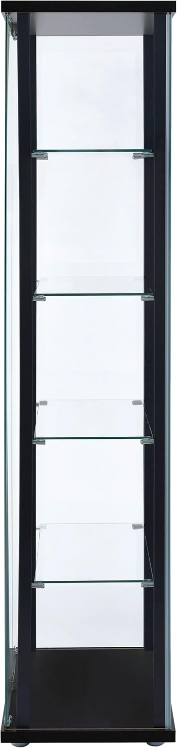 Coaster Home Furnishings - Delphinium - Glass - 4-Shelf Curio Cabinet with Wood Top and Base, Two Doors, and Chrome Hardware - Living Room - 64-Inch - Black - 950170