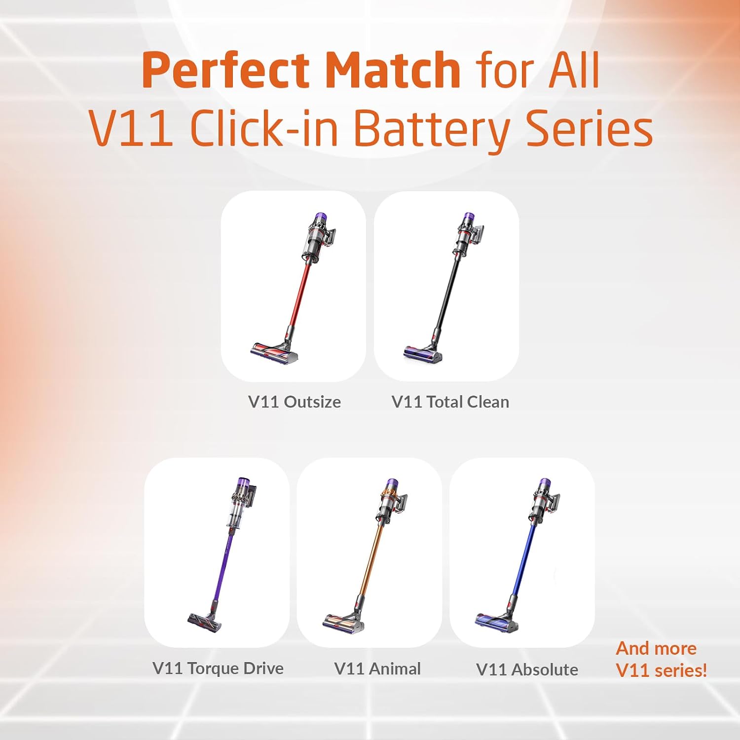 ELO Dyson V11 V15 Battery with Trigger Lock 5000mAh Click-in for Animal, Absolute, Outsize, Torque Drive, Detect, SV15 SV16 SV22, 25.2V Samsung Cells, 970425-01 (Not Screw-in SV14)