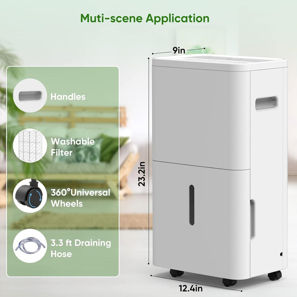 Dehumidifier, Dehumidifier for Basement with Drain Hose Max 70 Pints, Dehumidifiers for Home up to 4,500 Sq. Ft, Ideal for Bedroom, Bathroom & Large Rooms, Humidity Control, Dry Clothes, 24HR Timer