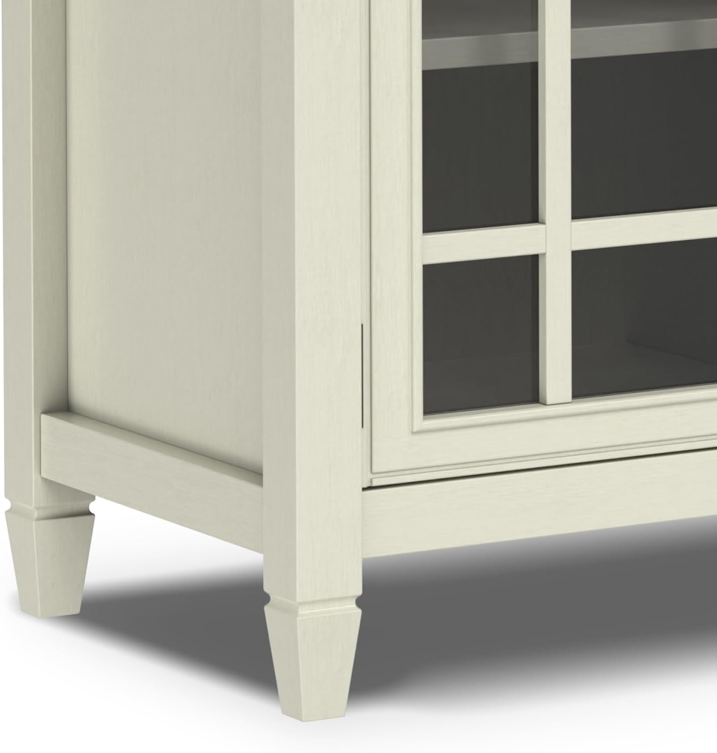 SIMPLIHOME Connaught Buffet - 60 inch Wide Solid Wood 3-Door Sideboard Buffet in Antique White, Traditional Storage Cabinet for Dining Room or Kitchen with Adjustable Shelves and Classic Molding