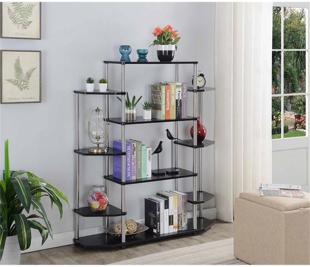 Convenience Concepts Designs2Go No Tools Wall Unit Bookshelf 47.25' - Contemporary Storage Shelves for Display, 10 Spacious Shelves for Modern Living Room, Office, Den, Black