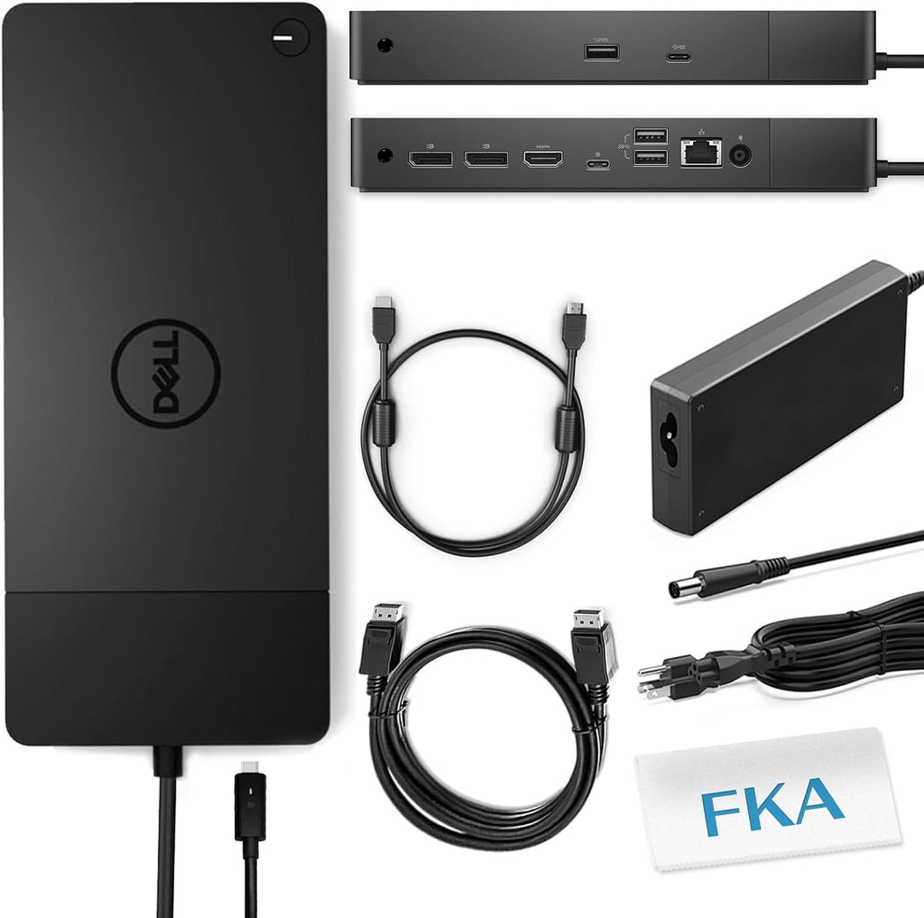 Dell WD19TB Docking Station, Performance Dock WD19TB with 180W Power Adapter + 130W Power Delivery + HDMI Cable + DisplayPort Cable