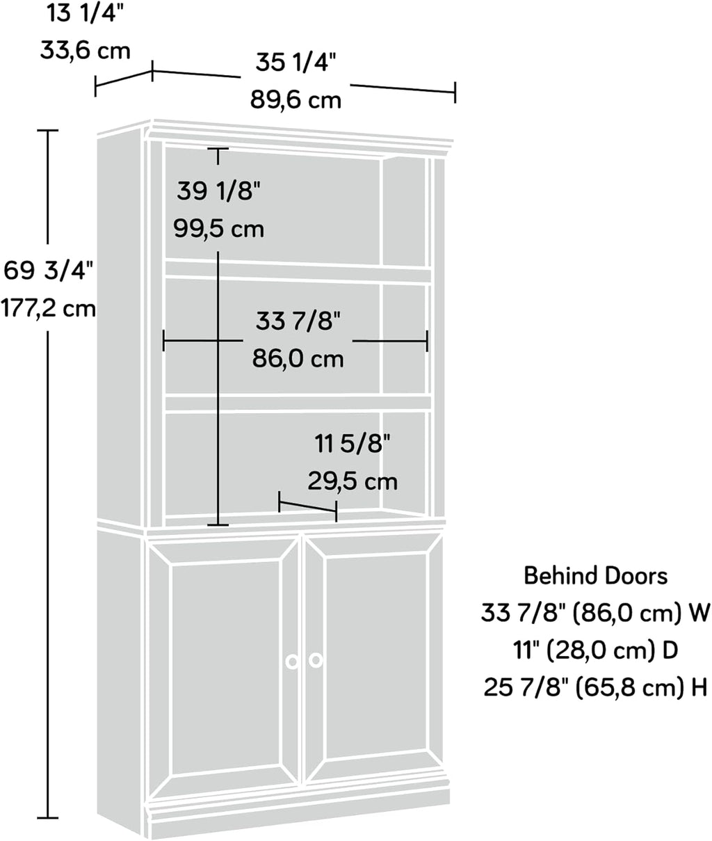 Sauder Miscellaneous Storage Bookcase with Doors, Adjustable Shelves, 5 Shelf Bookcase - Chalked Chestnut Finish