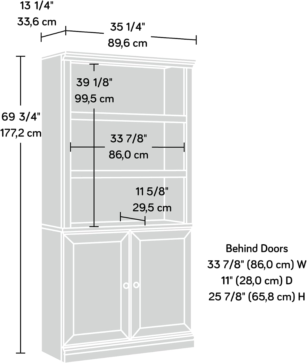 Sauder Select Book Shelf, Bookshelf with Storage, Library Bookcase with Doors and Adjustable Shelves, in White Plank