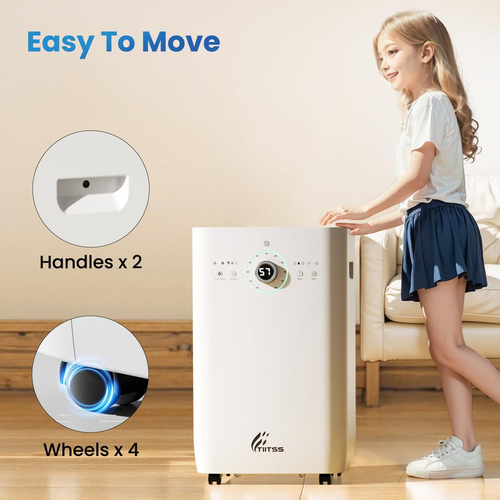 8500 Sq. Ft Dehumidifier for Basement, Large Rooms - 150 Pints Dehumidifier with Drain Hose, Built-in Pump, Dust Removal, Auto Defrost, Intelligent Humidity Control, 3 Smart Modes