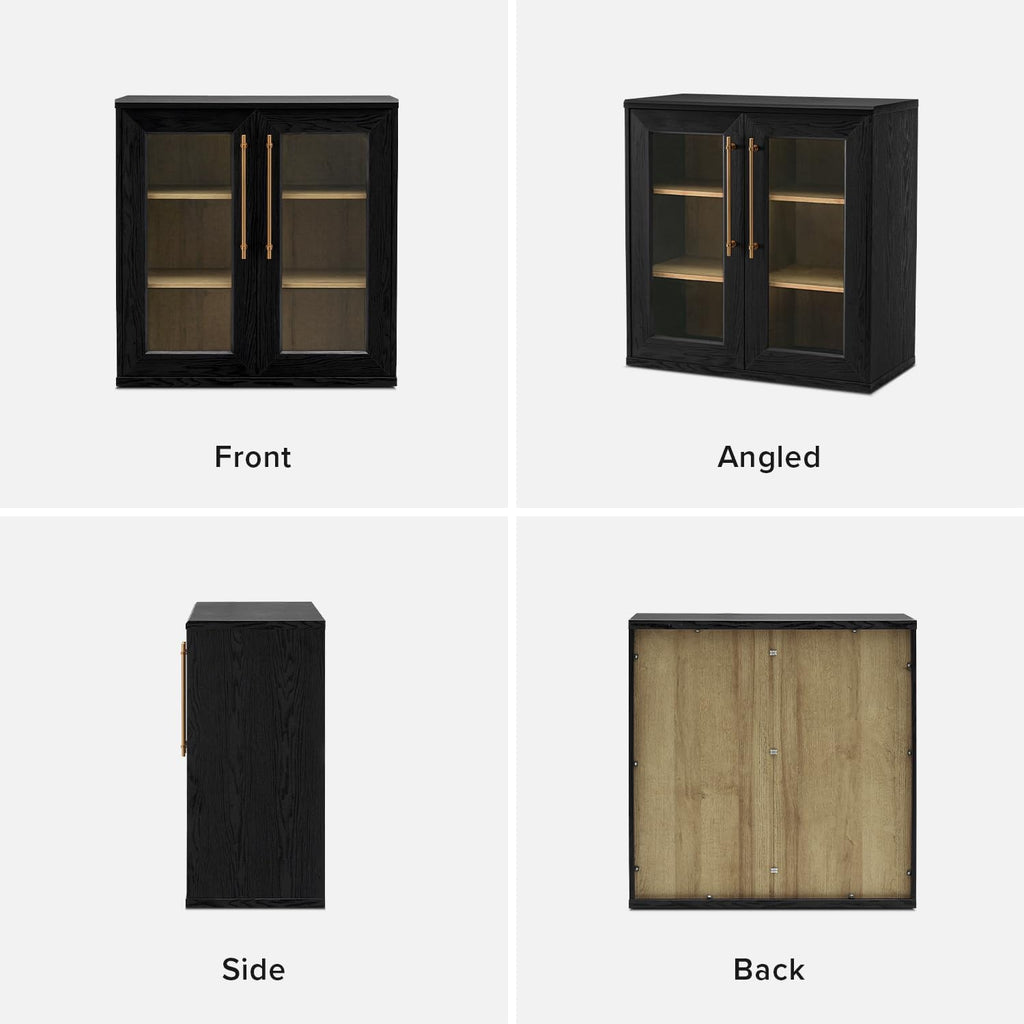 mopio Blake Storage Cabinet, Small Modular Accent Display Sideboard Buffet Cabinet with Storage, Media Console Credenza, for Kitchen, Coffee Bar, Pantry, (Black Oak Acrylic, Single)
