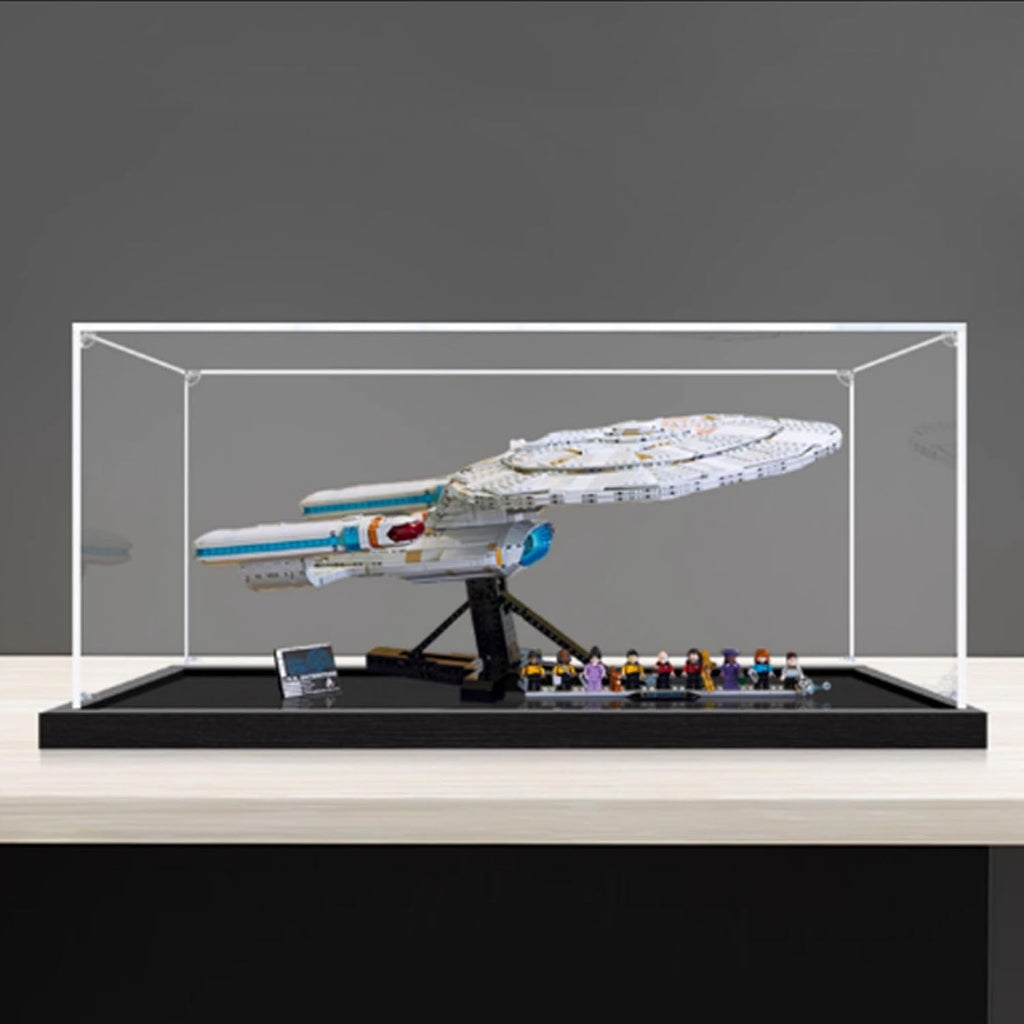 Dustproof Clear Acrylic Display Case,Designed for Lego 10356 Starship Model Collection Protection Acrylic Dustproof Display Box (Model Kit Not Included) (Black Base 2mm)
