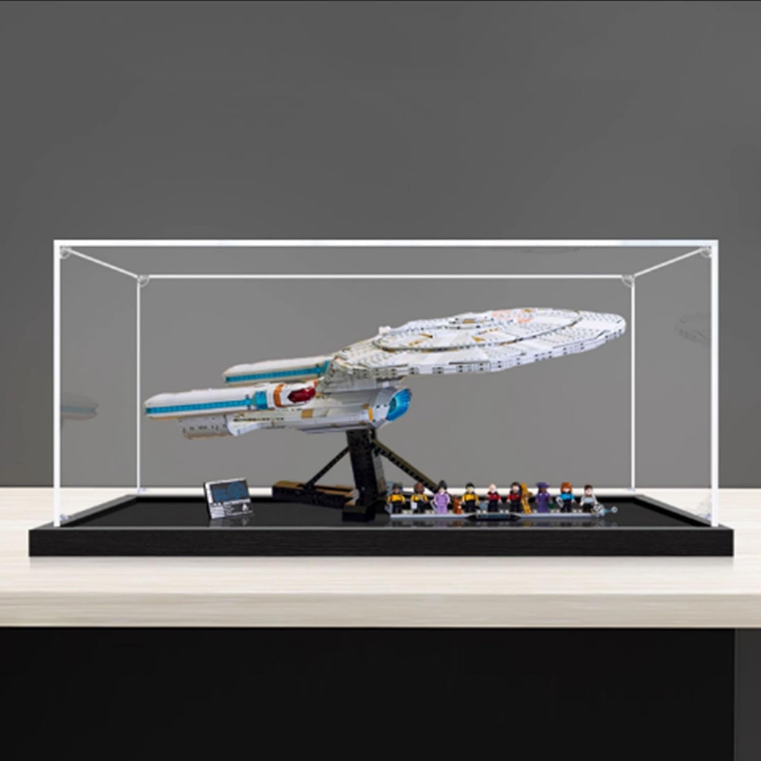 Dustproof Clear Acrylic Display Case,Designed for Lego 10356 Starship Model Collection Protection Acrylic Dustproof Display Box (Model Kit Not Included) (Black Base 2mm)
