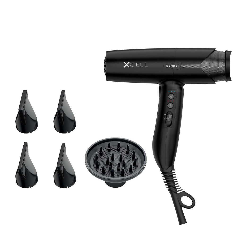 GAMMA+ XCell Professional Ultra-Lightweight Hair Dryer Digital Motor Ionic Technology Whisper Quiet 12 Heat/Speeds