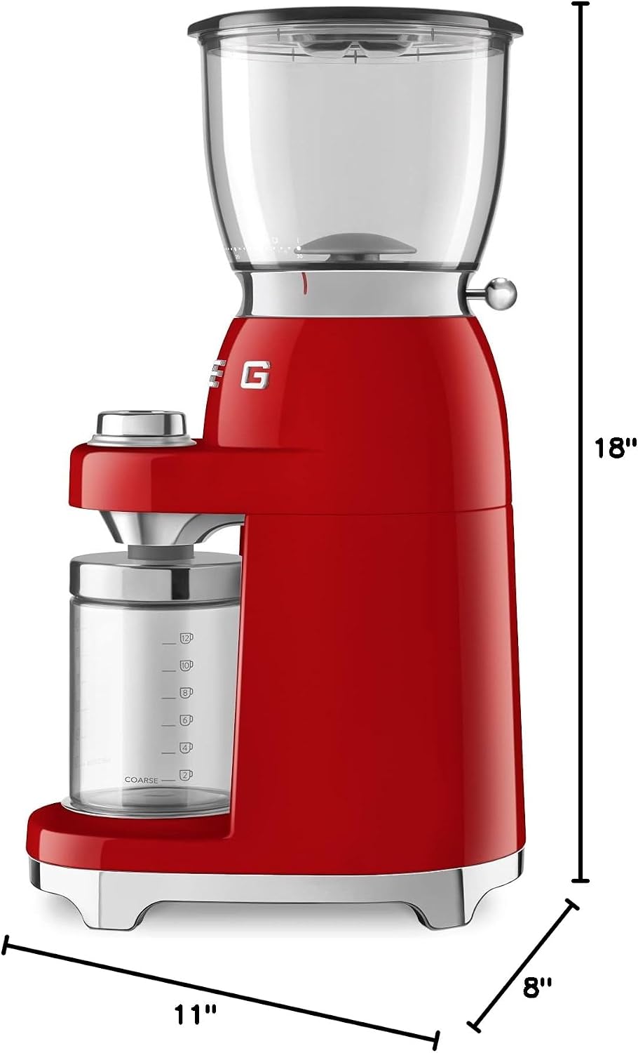 Smeg 50's Retro Style Aesthetic Coffee Grinder, CGF01 (Red)