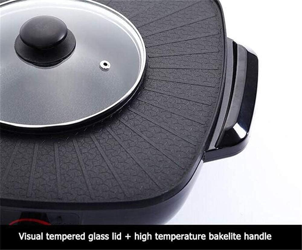 Electric Grill Indoor Electric Grill Hot Pot,Separate Dual Temperature Control, Home Non-Stick Baking Pan Indoor Barbecue Oven Separate Cleaning, Capacity for 5-6 People, 220V