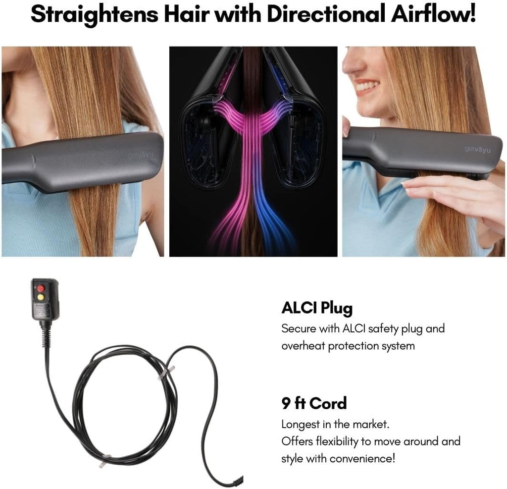 AirFleek AI – Air Straight | 2-in-1 Wet to Dry Hair Straightener & Blow Dryer with AI Heat Control, 110,000 RPM High-Speed Airflow, Ionic Frizz Reduction, Lightweight & No Heat Damage