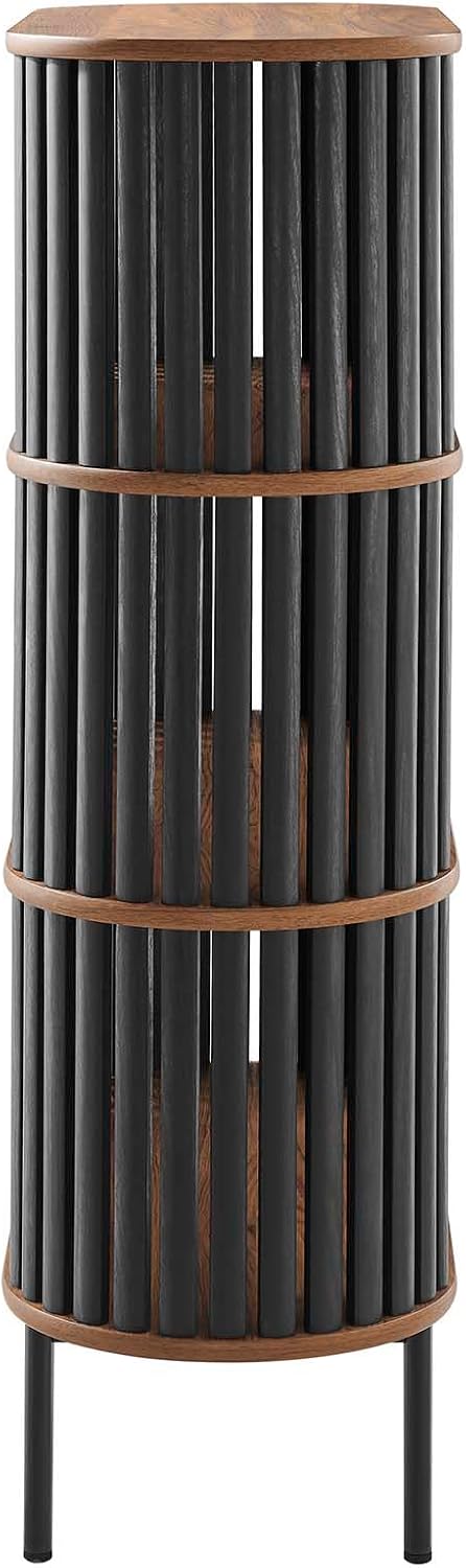 Modway EEI-6524-WAL-BLK Fortitude Three Tier Display Cabinet, Walnut Black