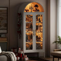 YITAHOME 71' Arched Glass Display Cabinet, Tall Metal Storage Cabinet with Adjustable Shelves and Glass Doors, White