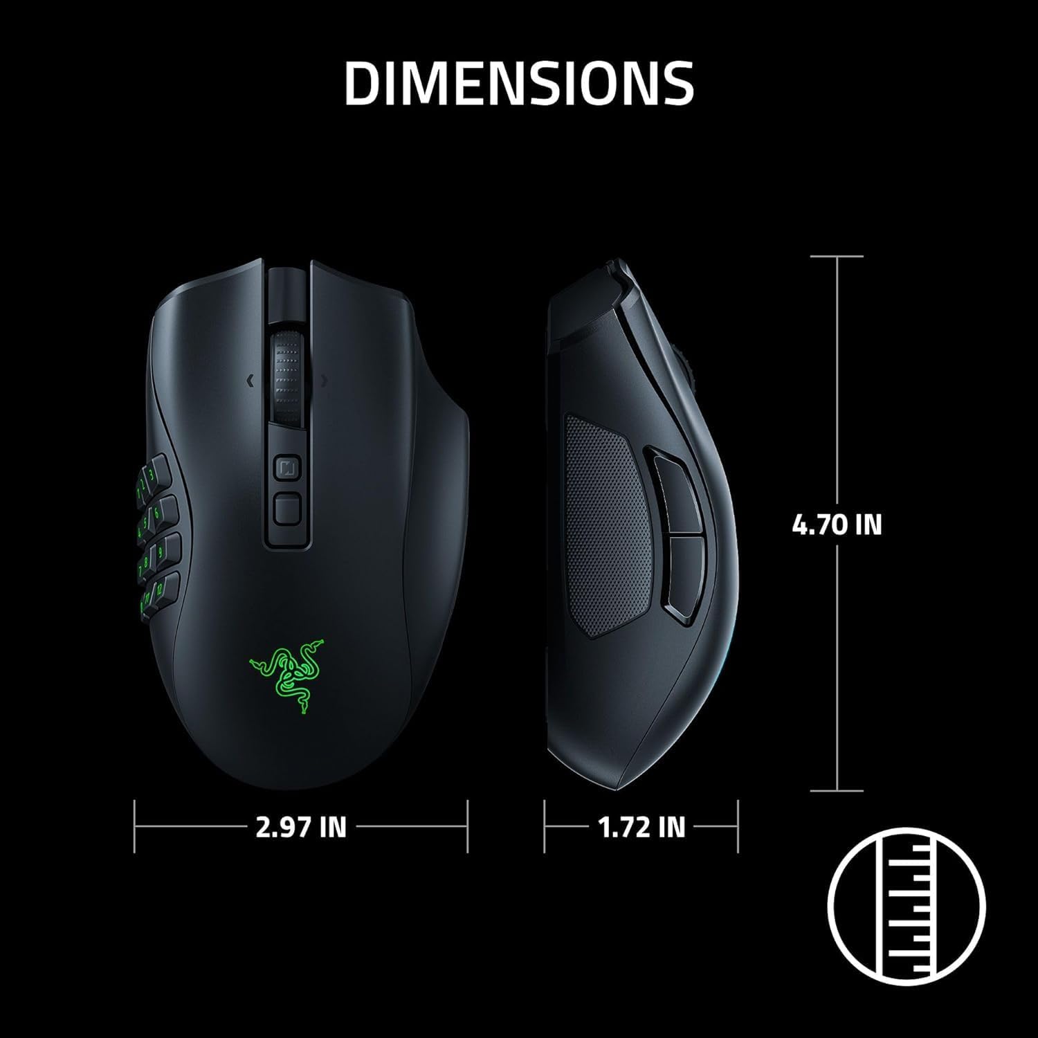 Razer Naga V2 Pro Wireless MMO Gaming Mouse: 19+1 Programmable Buttons w/Swappable Side Plates - HyperScroll Pro Wheel - Focus 30K Optical Sensor - Mouse Switches Gen-3-300 Hr Battery