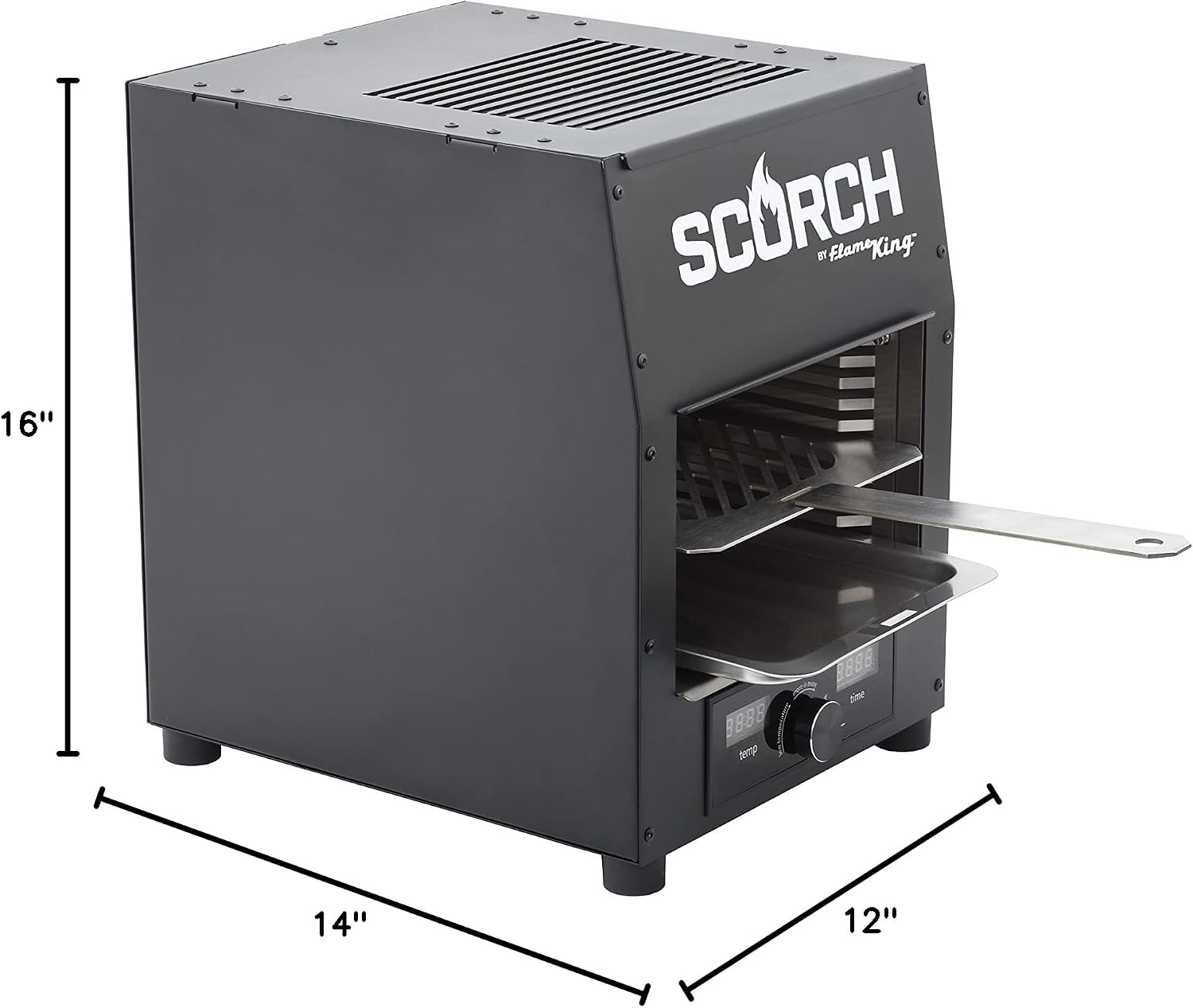 Flame King Scorch Smokeless Infrared Electric Broiler for Indoor Use, Fits on Kitchen Counter, Insulated, Comes with Broiler Tray Black