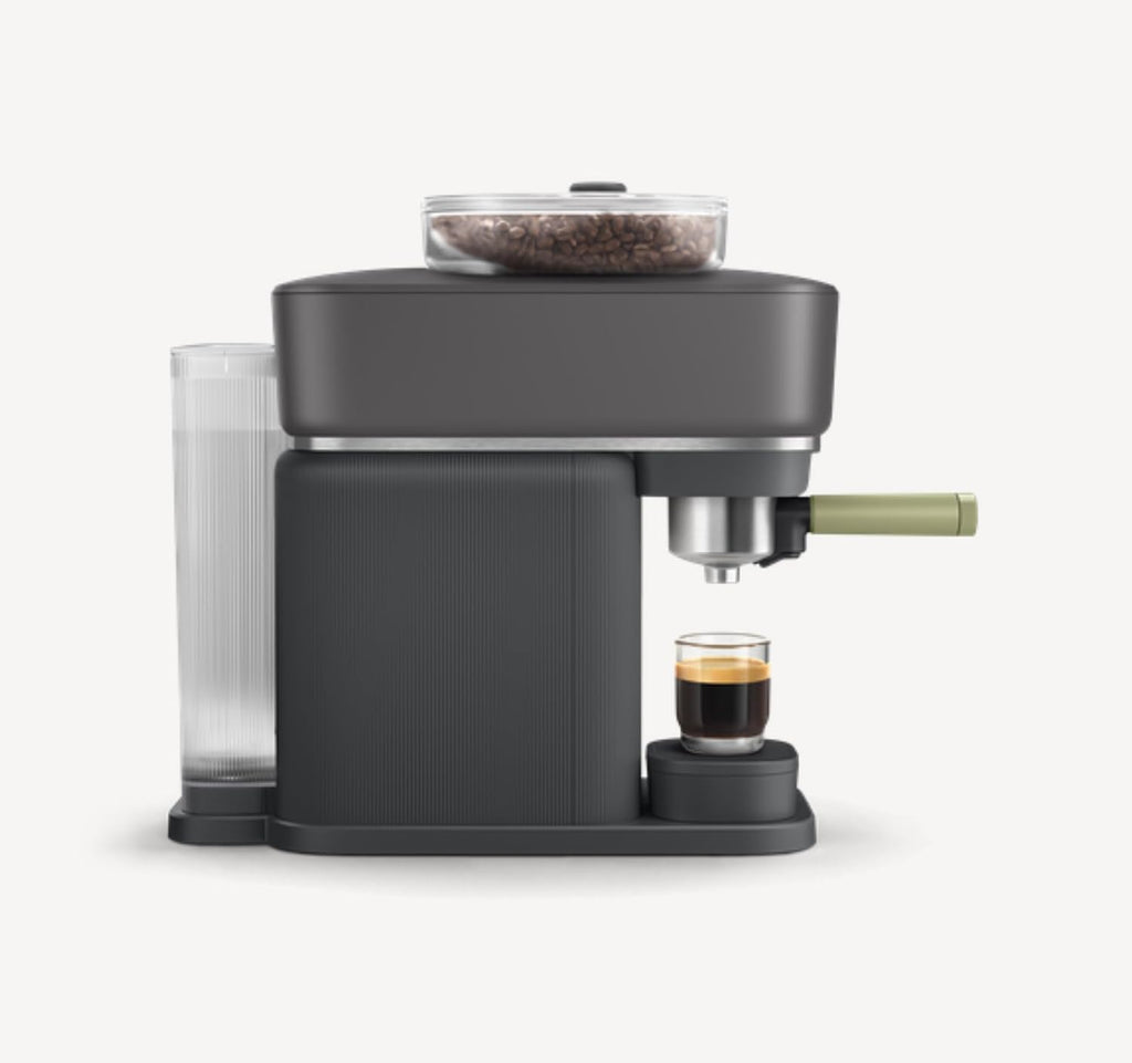 Philips Baristina Espresso Machine, Grind, Tamp & Brew Coffee Beans in One Swipe, Compact, 16 Bar Pump Pressure, Automatic Grinder, Black with Natural Green Portafilter (BAR321/64)