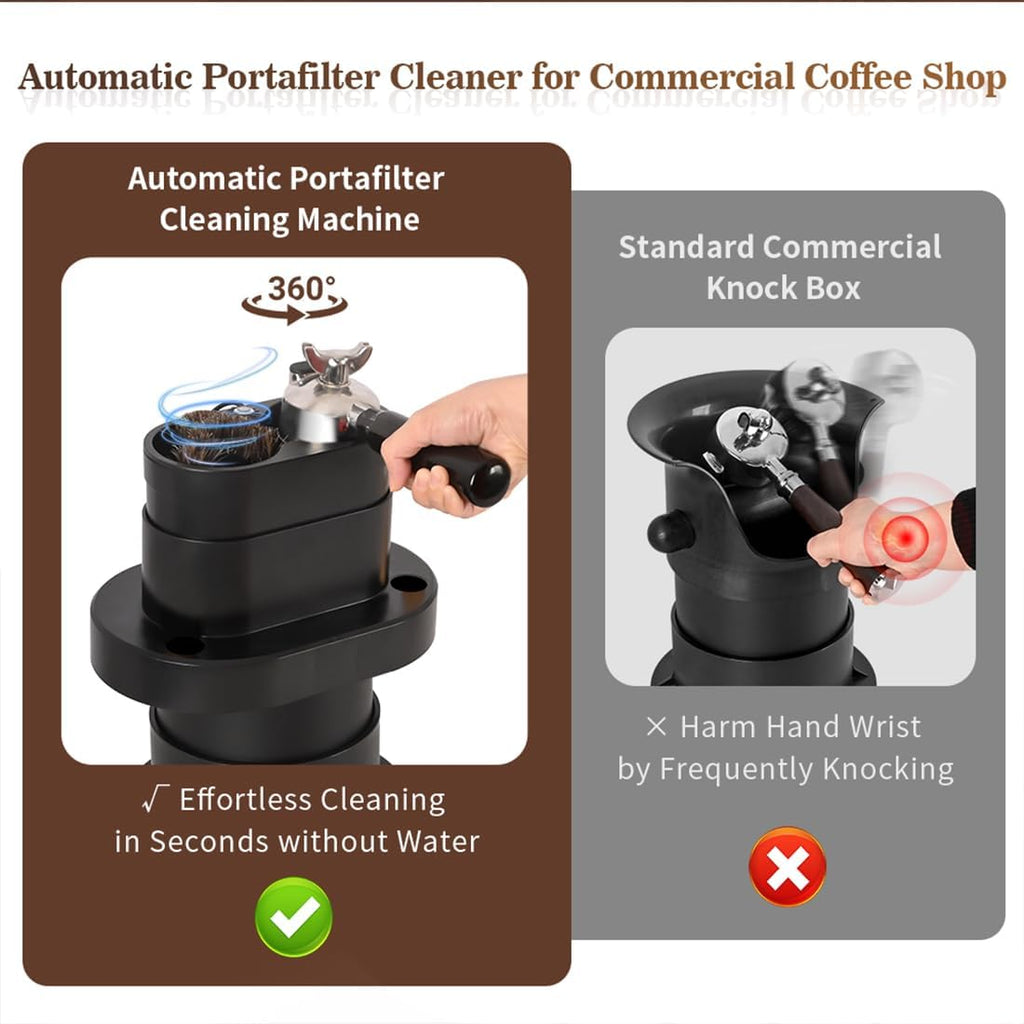 Espresso Portafilter Cleaner Machine Electric - Automatic Portafilters Coffee Puck Sucker Cleaning Brush Machine for Commercial Standing Knock Box Espresso Accessories