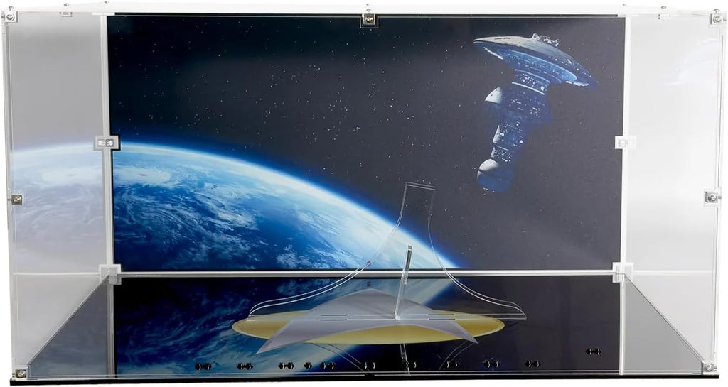 Horizontal Display Case Compatible with LEGO 10356 U.S.S. Enterprise D – Dustproof UV Printed Acrylic – Set Not Included