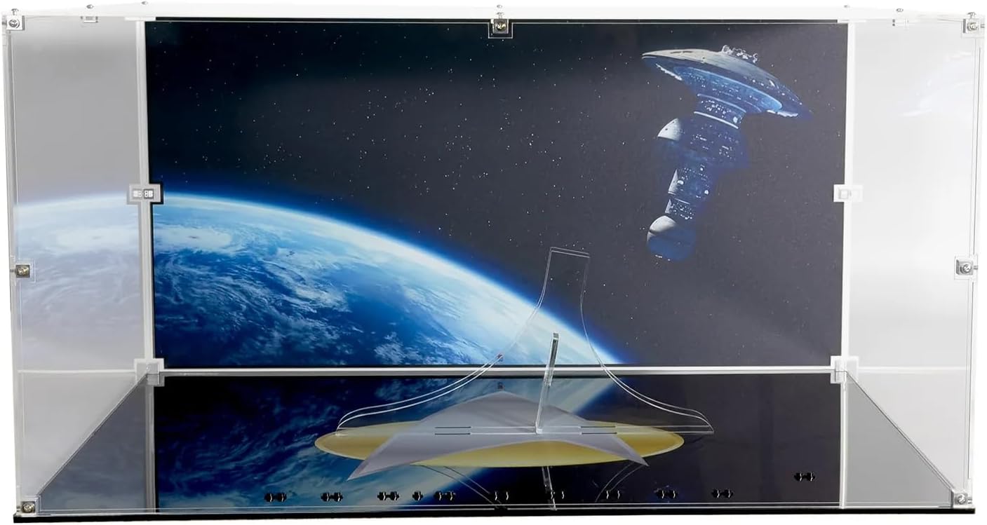Horizontal Display Case Compatible with LEGO 10356 U.S.S. Enterprise D – Dustproof UV Printed Acrylic – Set Not Included