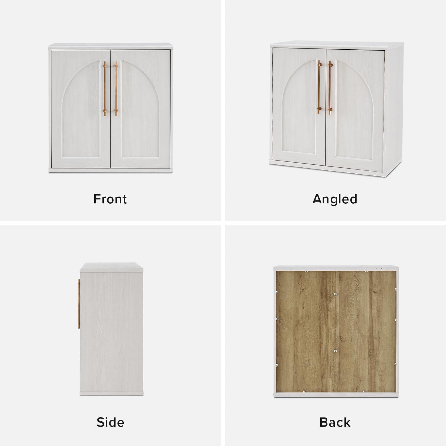 mopio Blake Storage Cabinet, Small Modular Accent Display Sideboard Buffet Cabinet with Storage, Media Console Credenza, for Kitchen, Coffee Bar, Pantry, Living Room (White Oak Arched, Single)