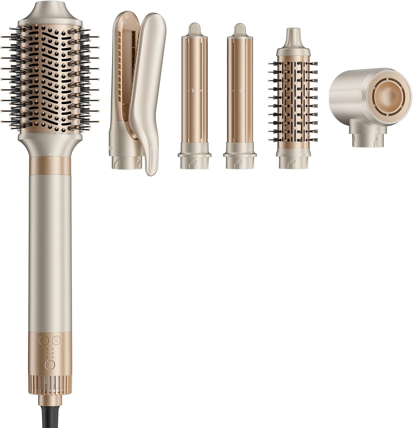 MESCOMB 6 in 1 Hair Dryer and Straightener, Hot Air Styler Wrap - Fast Drying, 1400W Air Dryer with Straightener, Frizz-Free Blowout Brush for Smoothing & Curling, Volumizing