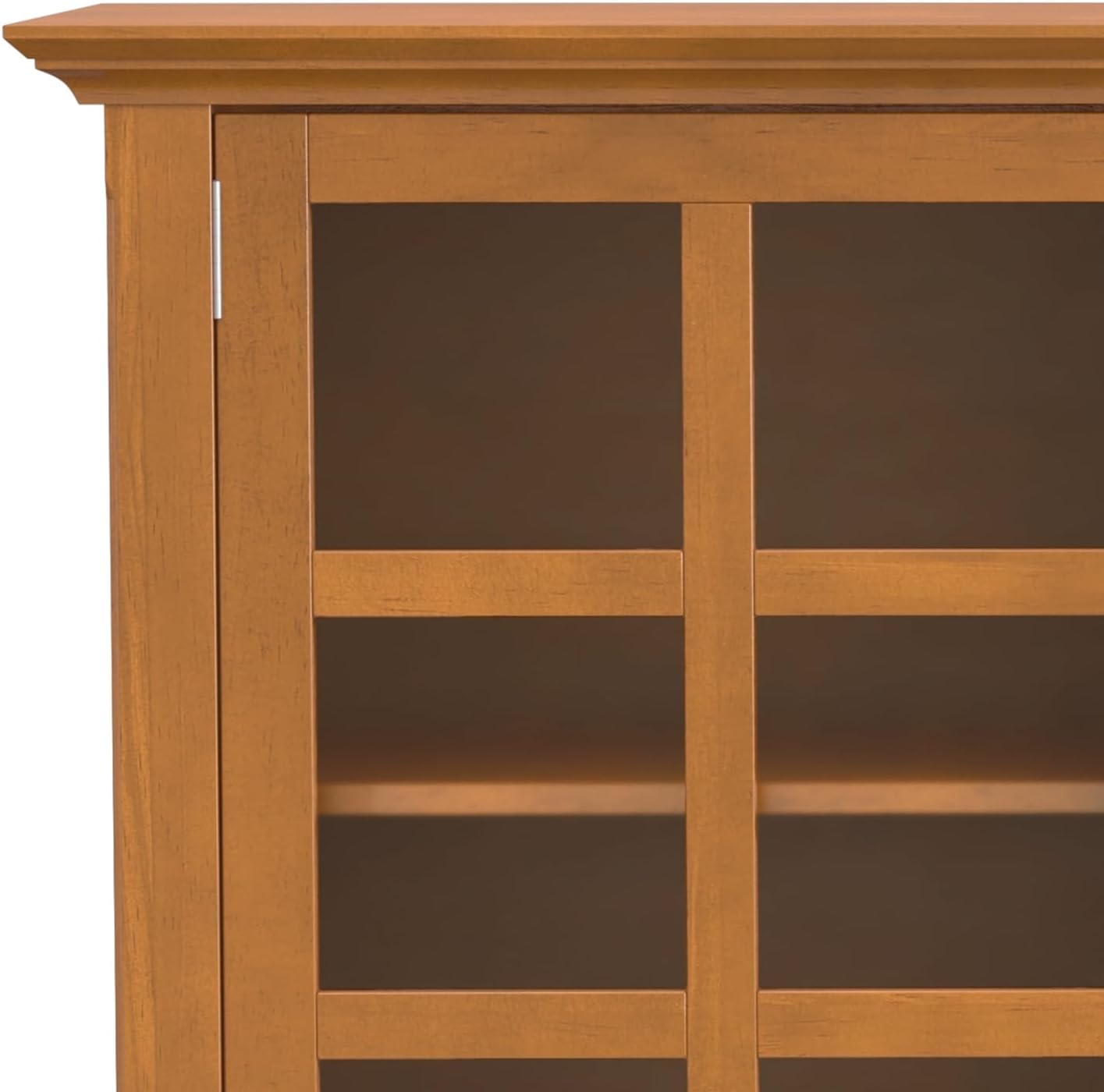 SIMPLIHOME Acadian Storage Cabinet - 62 inch Wide Solid Wood 3-Shelf Sideboard in Light Golden Brown, Transitional Buffet for Living Room, Entryway, or Dining Room with Adjustable Shelves