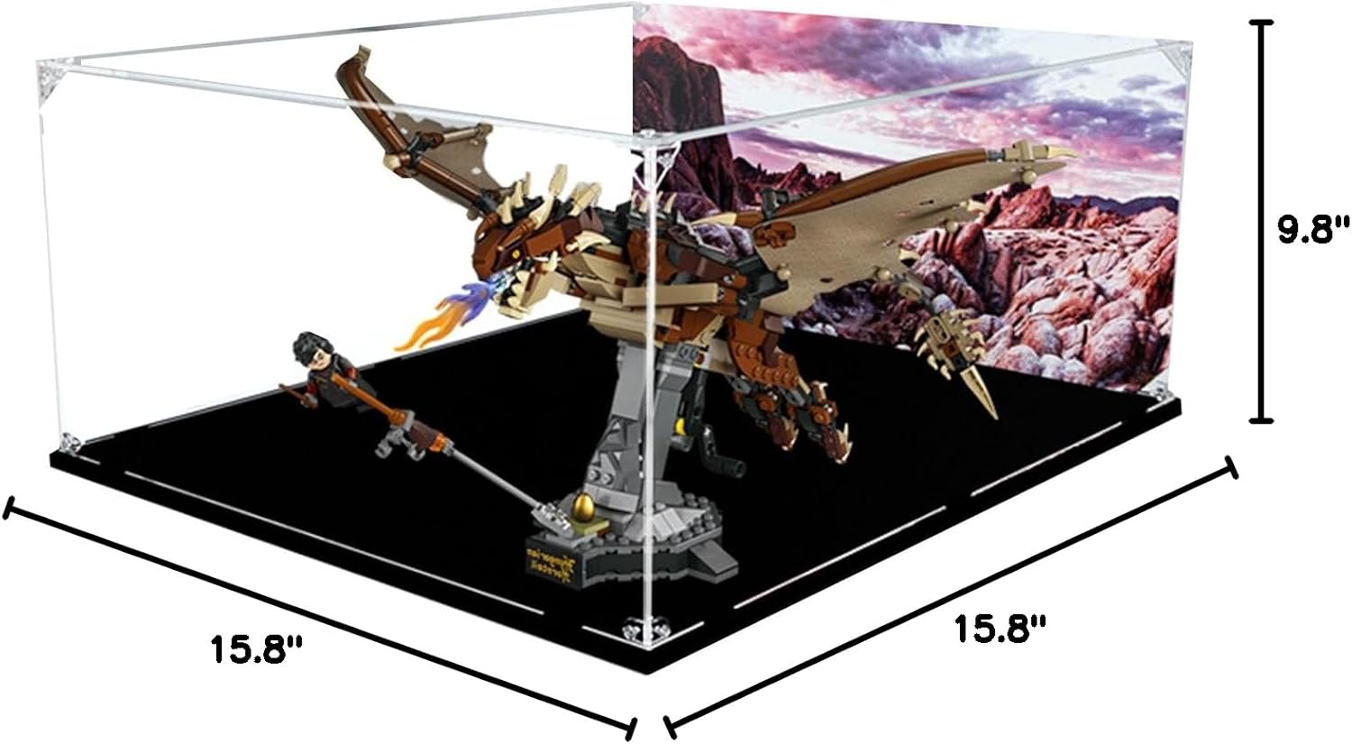 Acrylic Display Case for Lego 76406 Hungarian Horntail Dragon Model - Dustproof Anti-UV Storage Box - Ideal for Collectors (Background B(45*53*23))