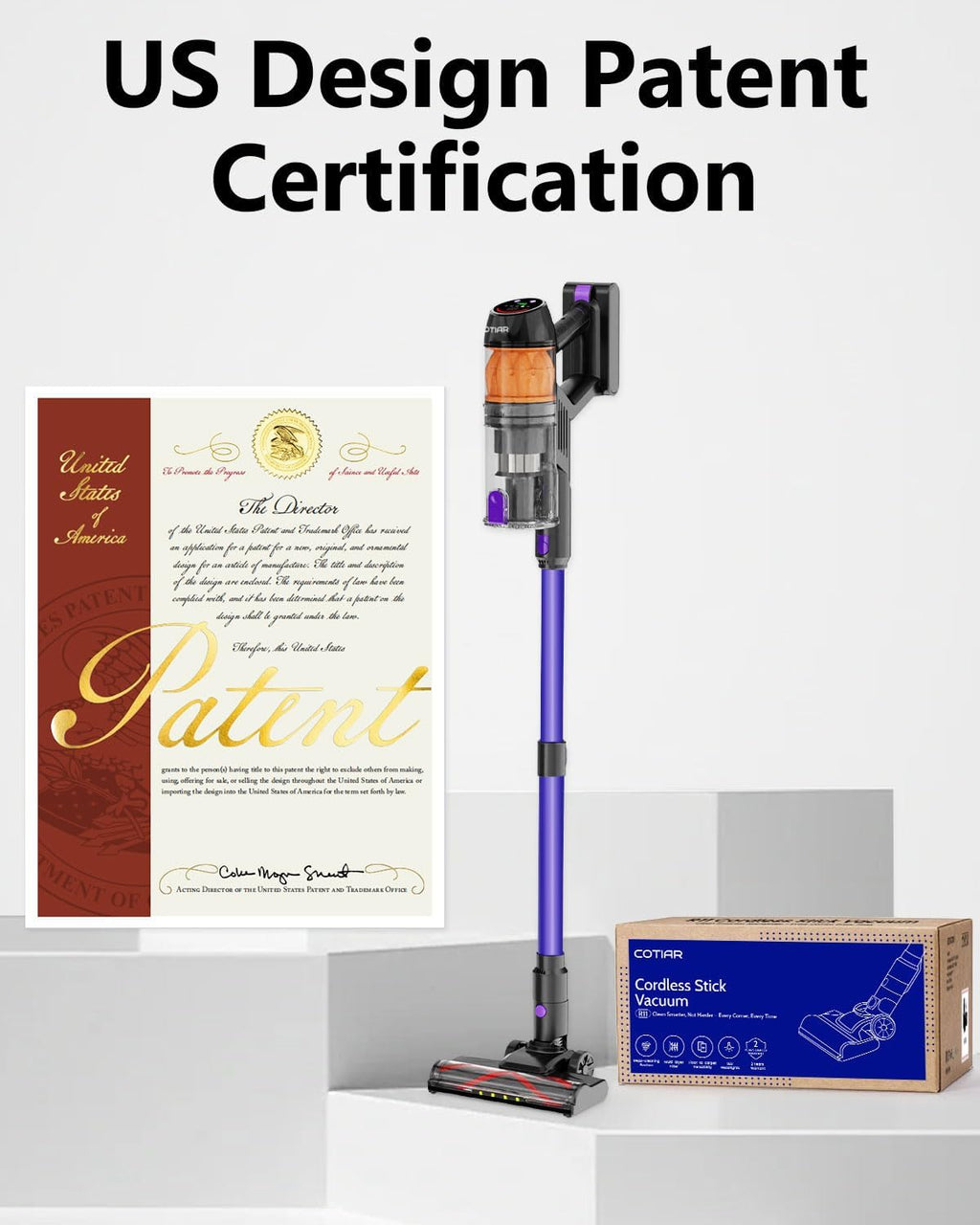 Cordless Vacuum Cleaner,500W 40KPa 120Mins Runtime with 2 Batteries,Anti-Tangle Stick Vacuum with Green Light,Rechargeable Wireless Vacuum for Pet Hair/Carpet/Hardwood Floor,Purple