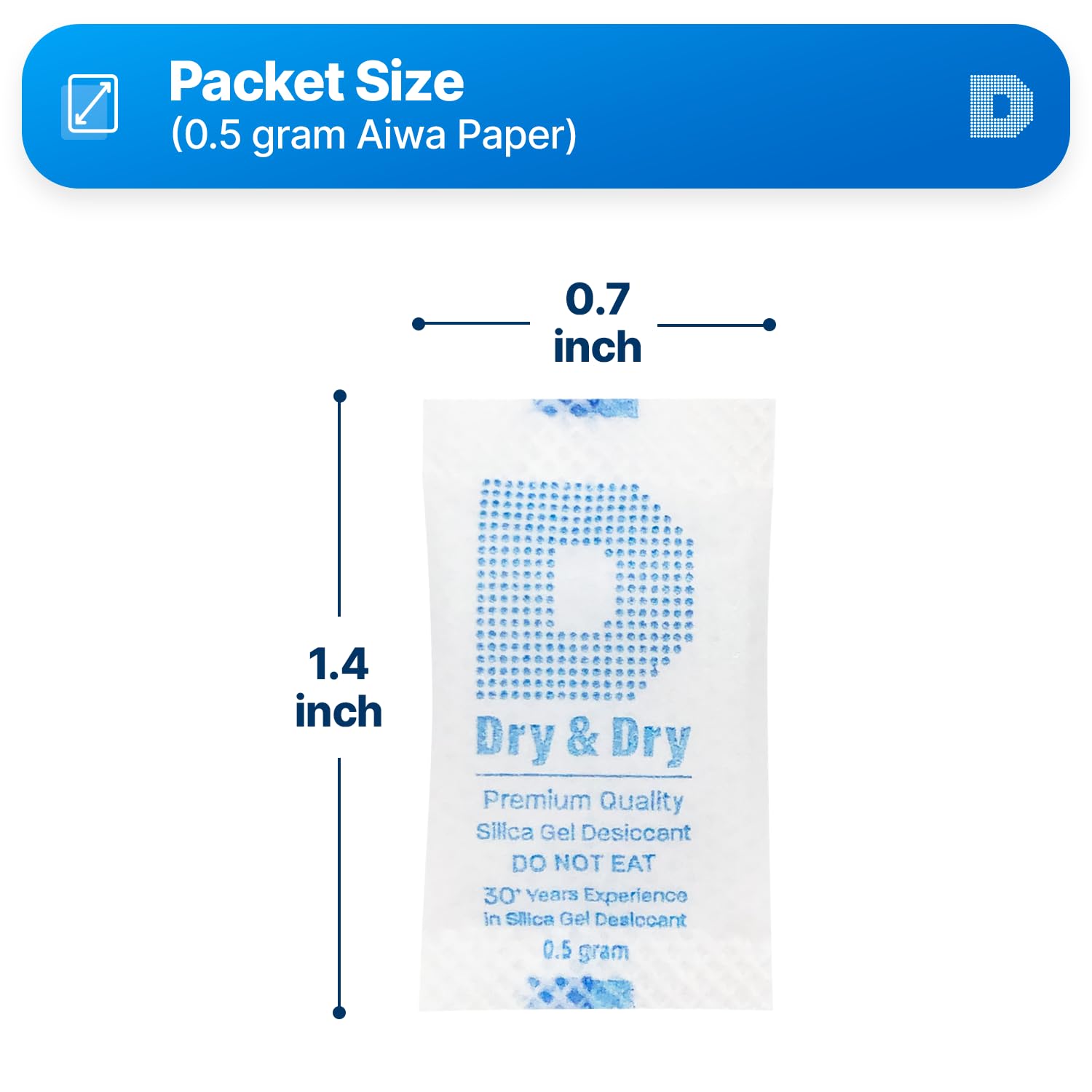 Dry & Dry 0.5(Half) Gram [10000 Packets] Silica Gel Packets Desiccants Silica Gel Packs - Rechargeable Moisture Absorbers for Food Storage, Electronics, 3D Filament & Safes