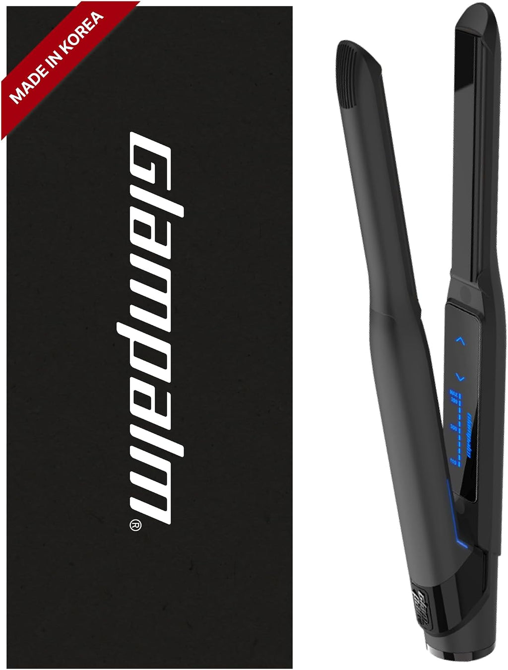 GLAMPALM GlamMuse Small 0.5' | All-Ceramic Flat Iron Infused with Vita-C, Salon Results with Less Heat Damage, Trusted by K-Pop Hair Stylists, Hair Straightener for Short Hair, Silk Press | GP101T