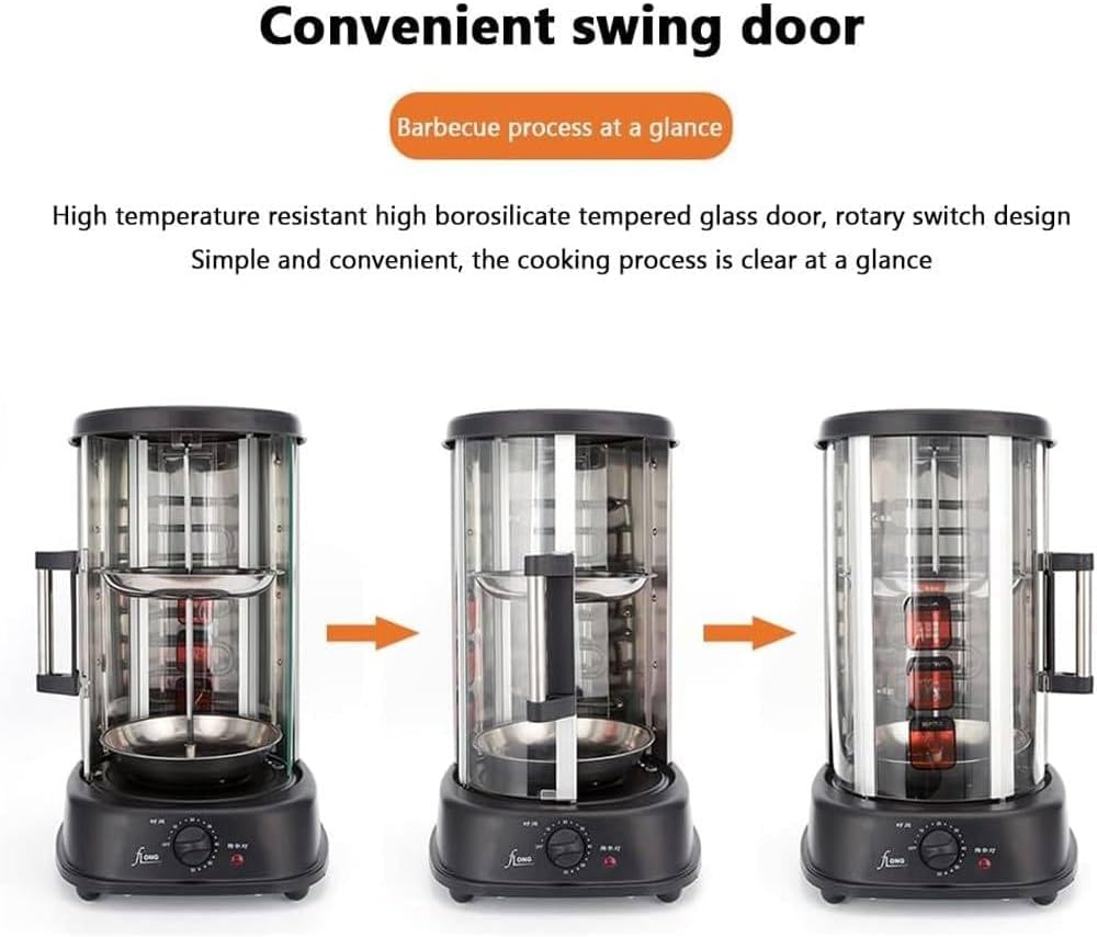 Countertop Vertical Rotisserie Oven,Electric Smokeless Rotating Grill Oven,1380w Energy Efficient with Heat Resistant Door,Suitable for Tacos