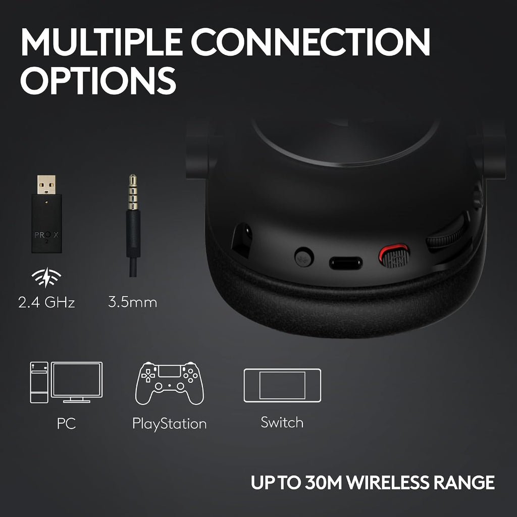 Logitech G PRO X 2 Lightspeed Wireless Gaming Headset, Detachable Boom Mic, 50mm Graphene Drivers, DTS:X Headphone 2.0—7.1 Surround, Bluetooth/USB/3.5mm Aux, for PC, PS5, PS4, Nintendo Switch - White